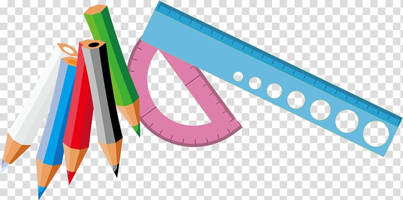 measuring rulers with color pencils illustration, Ruler Icon, school supplies transparent background PNG clipart
