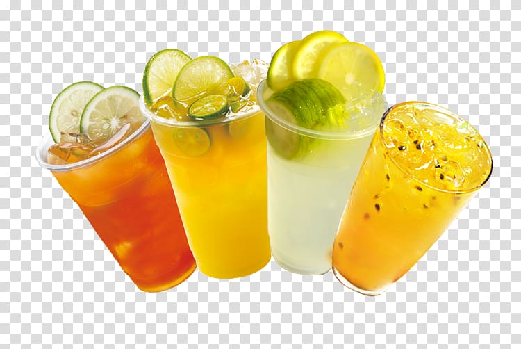 several juice cups , Tea Juice Cocktail garnish Limeade Lemonade, Summer drinks transparent background PNG clipart