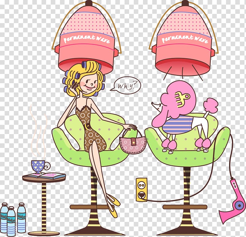 Beauty Parlour Hairdresser , Coiffed cartoon girl transparent background PNG clipart