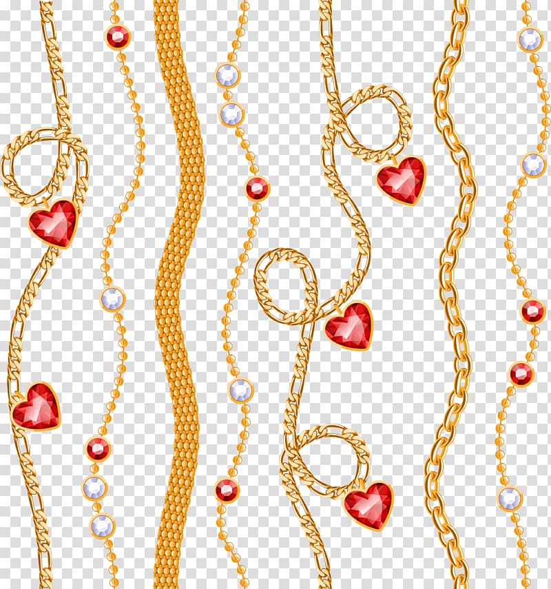 gold and red heart decor, Gold Necklace Euclidean , gold necklace transparent background PNG clipart
