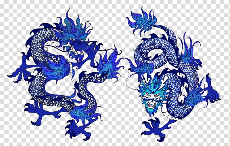 Jingdezhen Blue and white pottery Chinese dragon , Free blue dragon pull material transparent background PNG clipart