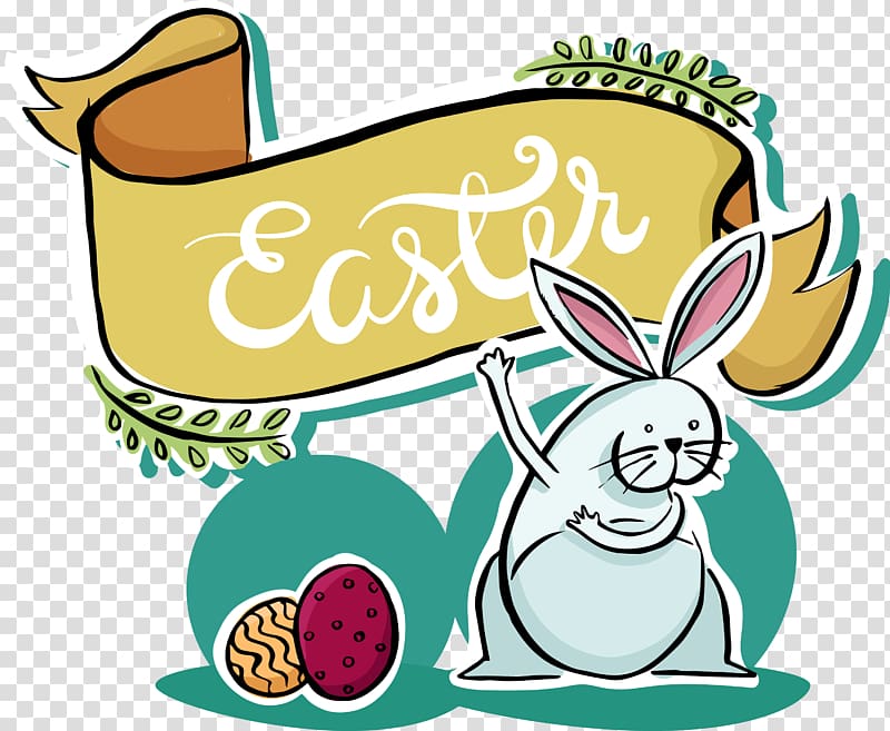 Easter Bunny Euclidean , Cartoon gray rabbit Easter greeting card transparent background PNG clipart