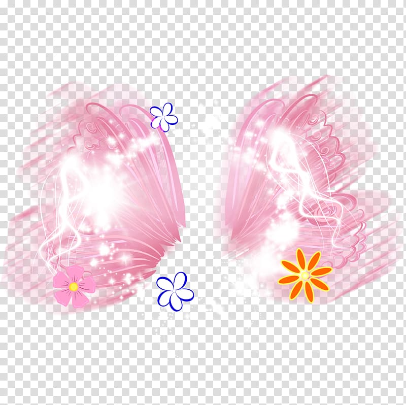 Butterfly Pink Wing, Pink dream butterfly flower decoration pattern transparent background PNG clipart