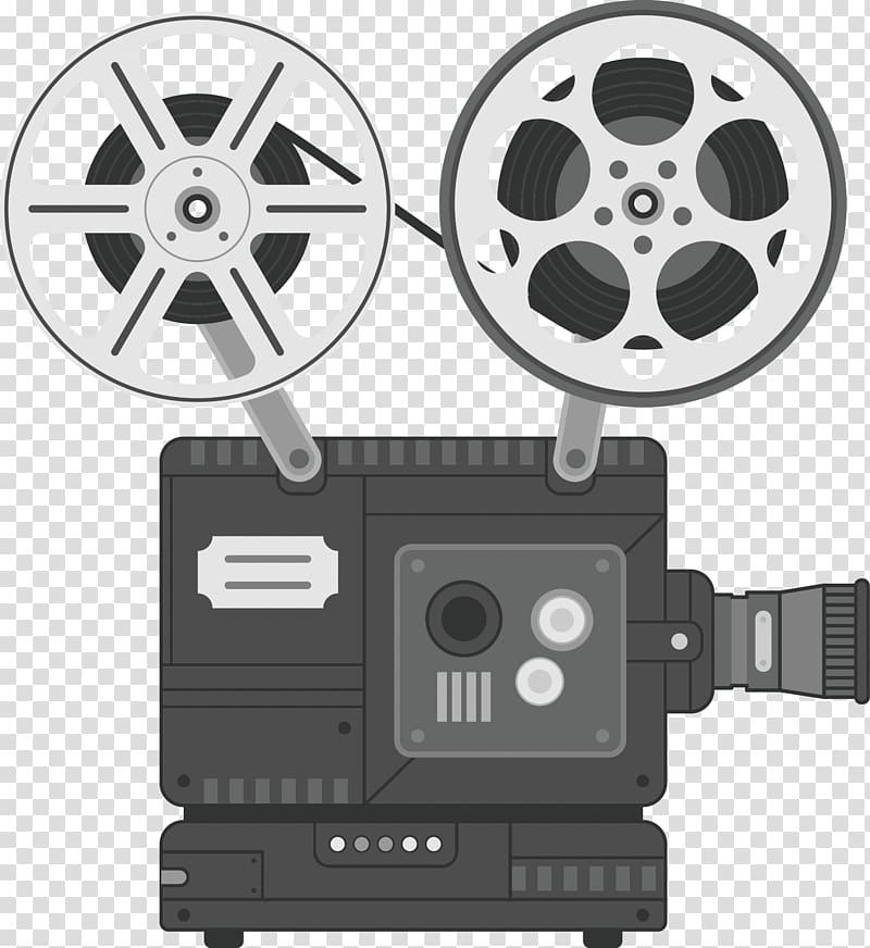 black and gray reel to reel camera , Movie projector Film Movie camera, Movie projector transparent background PNG clipart