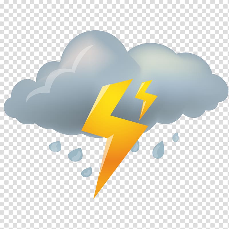 clouds and lightning illustration, Rainy weather icon material transparent background PNG clipart