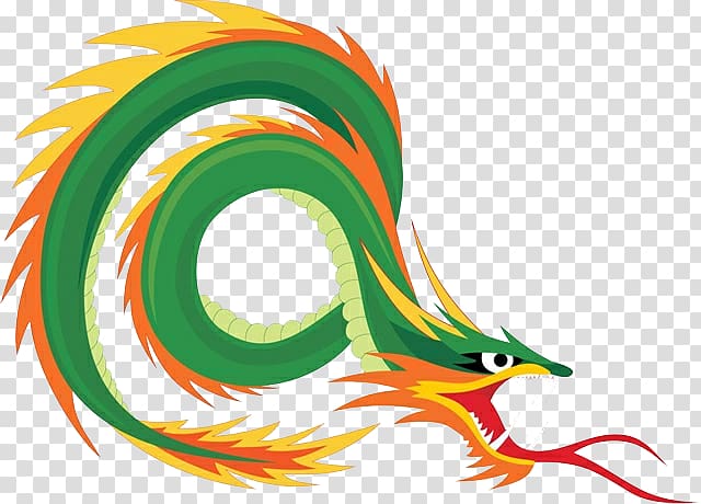 Euclidean Dragon Illustration, Hand painted green dragon transparent background PNG clipart