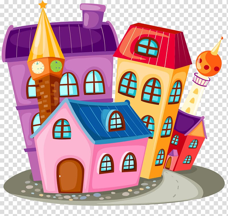 House Building Cartoon, town transparent background PNG clipart