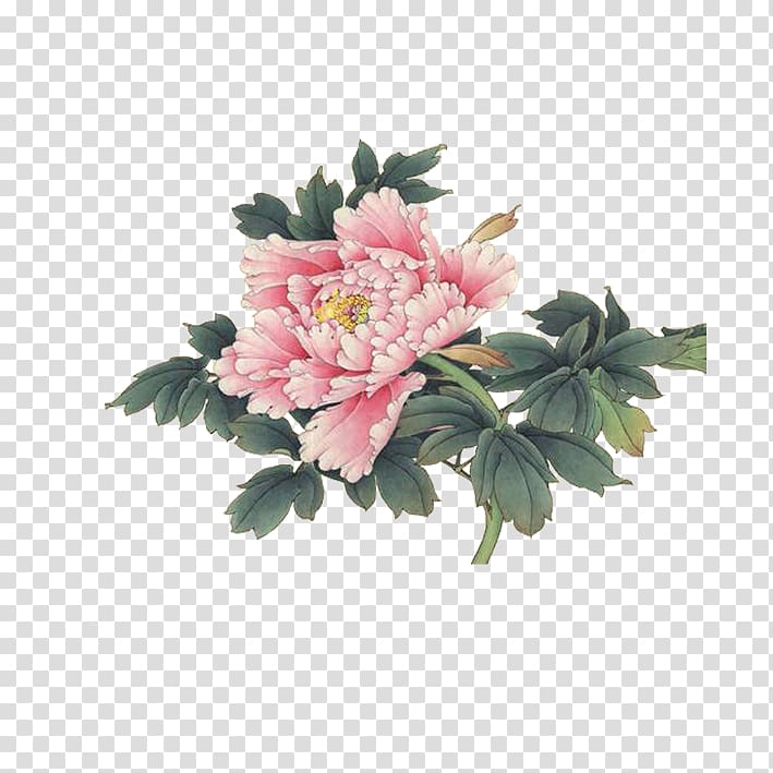 Moutan peony Watercolor painting Ink wash painting, Peony transparent background PNG clipart
