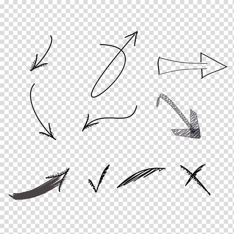 Black and white Arrow, Black and white pointing to the arrow transparent background PNG clipart