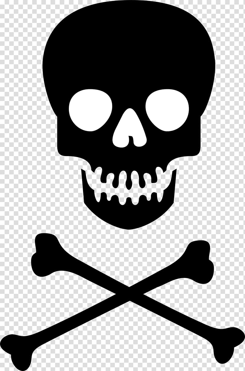 white and black illustration, Hazard symbol Skull and crossbones Poison , Skull And Crossbones transparent background PNG clipart