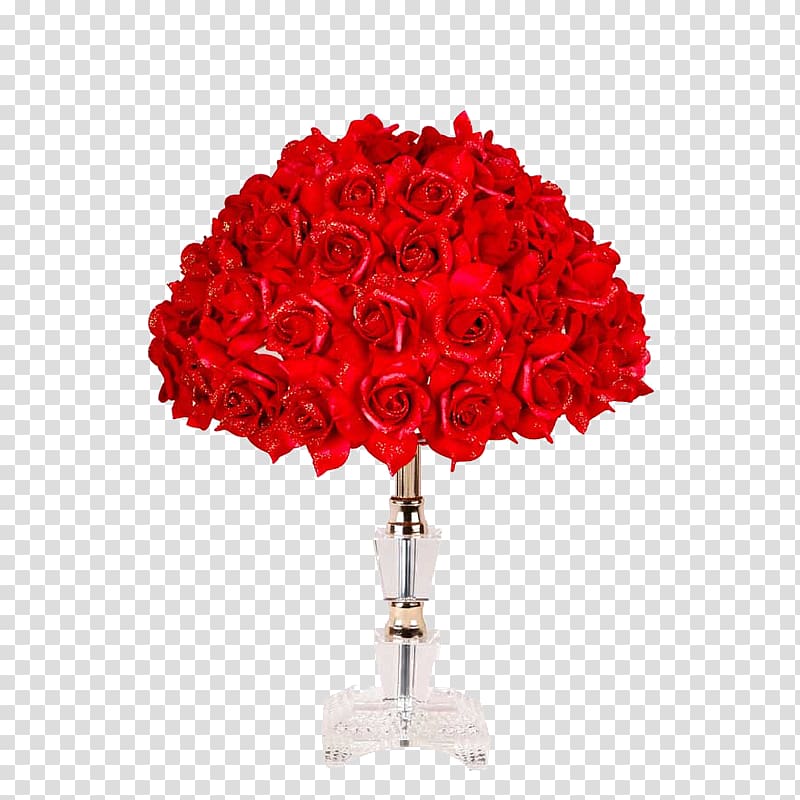 Garden roses Table LED lamp, Red Rose married Lamps transparent background PNG clipart